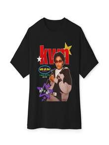 Versatile Casual T-Shirt With KWN Print, Unisex, Retro Urban Style, With A Nostalgic Design Featuring The KWN Logo And 90s Hip-Hop Style, Suitable For Everyday Life, Festivals, Parties, And As A Gift, Available In Plus Sizes. Men's T-Shirts, Women's Oversized T-Shirts, Y2K Women's Shirt, Women's Casual Blouse, Women's Elegant Blouse, - 黑色 - 查看 1