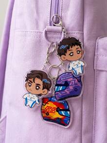 1Pc/6 Pcs F1 Racing Pattern Keychain, Sports Cute Style For Back To School , Car Key Charm, Merch Collection, Daily Travel And All Seasons. - Multicolor - View 3
