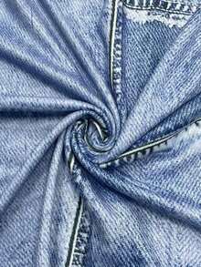 Nuevo Vestido mini ajustado de mujer de ajuste regular con estampado de efecto denim - Multicolor - Ver 4
