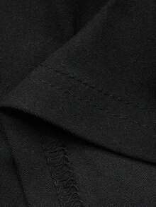 Camiseta de mujer de manga larga con diseño asimétrico y ajuste ceñido, ropa de otoño con estilo preppy - Negro 5 - Ver 7
