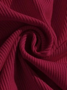 Blusa sin mangas con cuello polo y escote en V para mujer, de estilo casual y chic para la calle, en color marrón - Burdeos - Ver 3