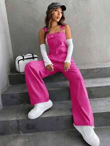 Unity 1 pieza Mono overol con bolsillo con solapa sin top tubo - Rosa Fucsia - Ver 5