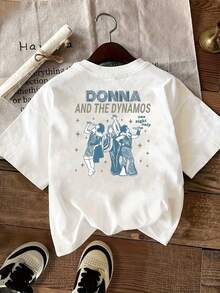 Donna And The Dynamos Women's Casual Single T-Shirt | Short Sleeve T-Shirt, Round Neck, Casual Style For Spring/Summer/Autumn Y2k. - 白色 - 查看 2