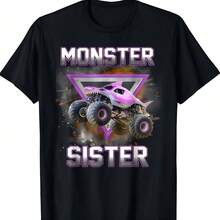 Monster Truck Sister Monster Truck Are My Jam Truck T-Shirt - 黑色 - 查看 1