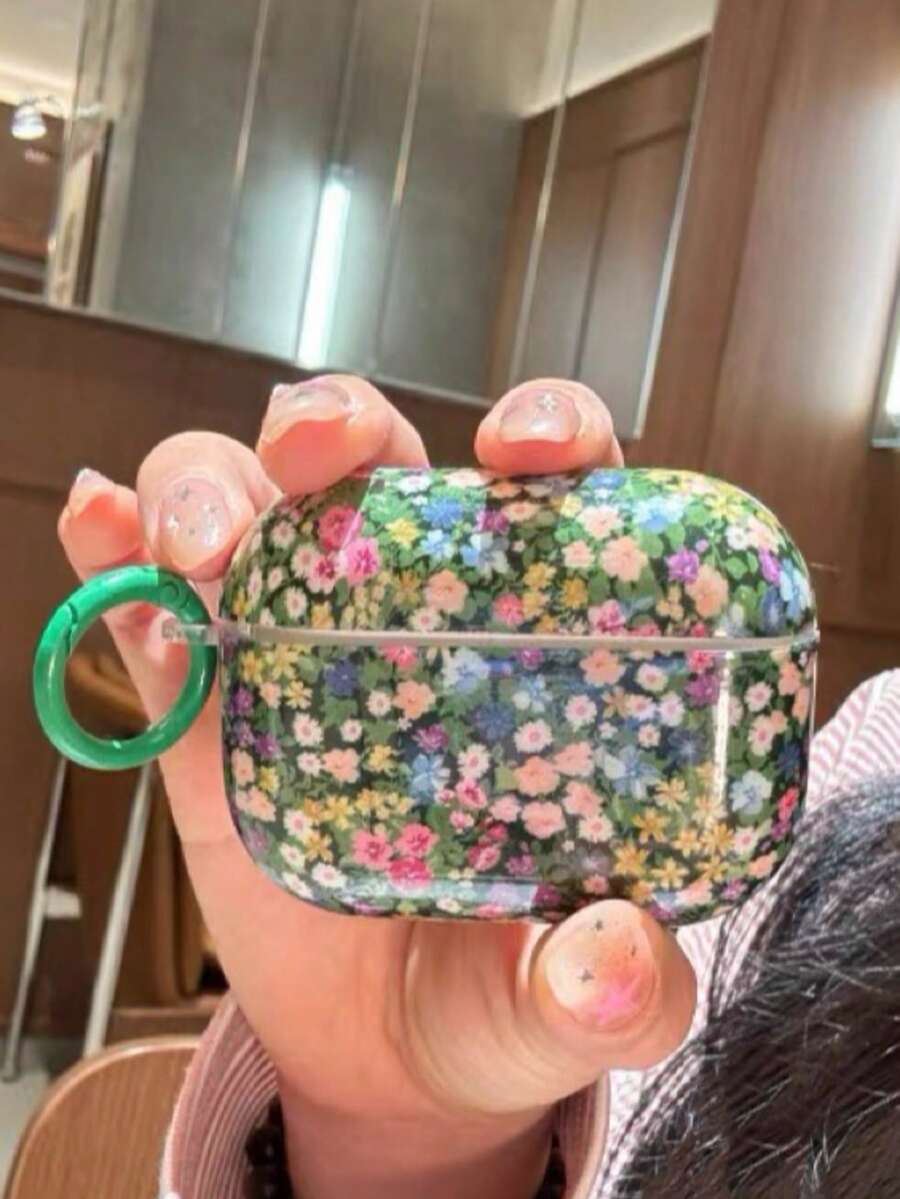 夏季清新绿色碎花保护壳，兼容苹果 Pro 3，也适用于 Pro 2/3/4 无线蓝牙耳机，柔软防摔保护套，兼容 2022 新款 Pro。 - 綠色 - 查看 1