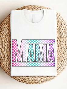 Retro Plaid Shirt For Moms, Perfect As A Mother's Day Gift. Stylish White T-Shirt For New Moms, Available In Sizes S To XXXXL For Casual Summer Wear For Women. - 白色 - 查看 5