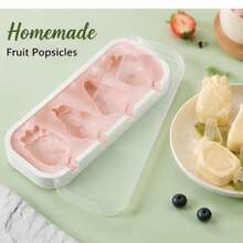 1pc Cute Fruit Ice Cream Mold With Lid, Designed For Making Cheese Sticks And Cheese Slices, Ice Cream Mold, Homemade Silicone, Summer Home Essential - Pink - View 3