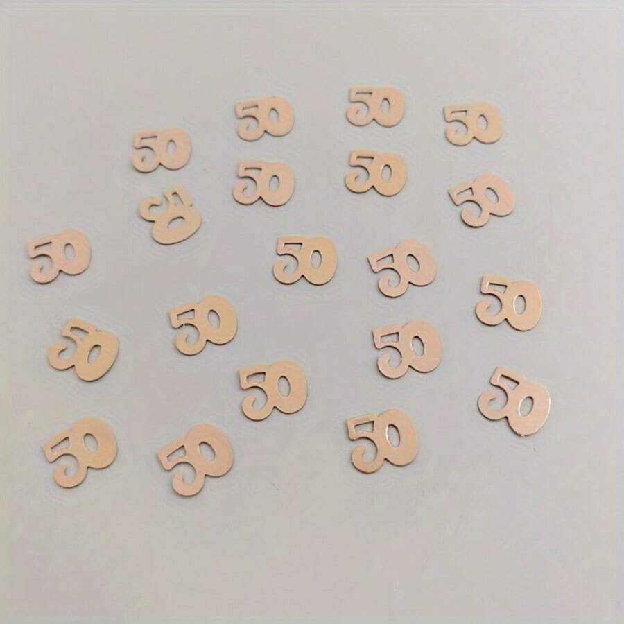 500片/包 #50 彩色亮片紙屑,50週年慶祝,50歲生日派對裝飾 - 金色 - 查看 1