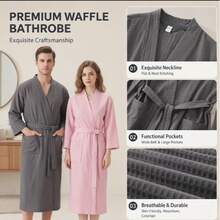 1 pieza Bata de baño a cuadros, talla unisex, adecuada para B&B, hoteles y centros de spa, estilo primavera/verano, disponible en varios colores. Esencial para el baño y el hogar, muy absorbente, de secado rápido, holgada y cómoda. - Multicolor - Ver 7