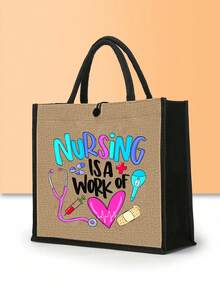 Caring Is A Labor Of Love - Tote Bag And Wristlet Set, This Canvas Tote Bag Features Stethoscope And Medical Elements, Making It The Perfect Gift For Nurses, Nursing Students, Doctors, And Healthcare Professionals. The Large Capacity Tote Bag Has A Sturdy Handle, Suitable For Work, Clinic, Hospital, And Travel Use. - Multicolor - View 11