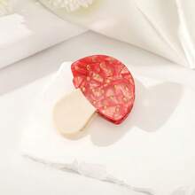 1pc Mushroom Design Acetate Sweet & Cute Hair Clip, Korean Style Bangs Clip, Hair Accessory - Red - View 3