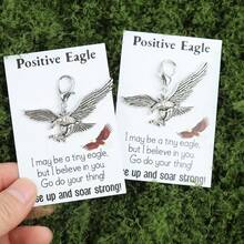 1pc/2pcs Creative Eagle Encouragement Keychain Set, Soaring Eagle Design, Encouraging Everyday Accessory, Suitable For Graduation, Back To School, Birthday, Party, Gift For Friends, Family, Colleagues Who Need Motivation - Antique Silver - View 1