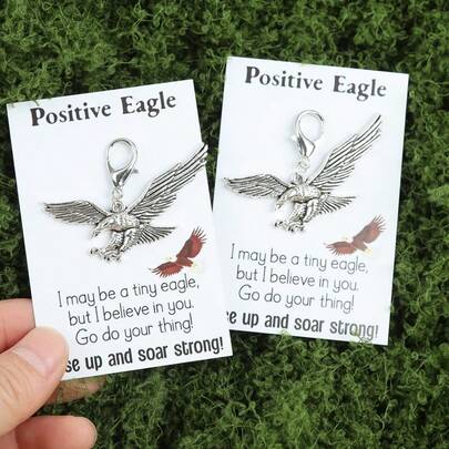 1pc/2pcs Creative Eagle Encouragement Keychain Set, Soaring Eagle Design, Encouraging Everyday Accessory, Suitable For Graduation, Back To School, Birthday, Party, Gift For Friends, Family, Colleagues Who Need Motivation