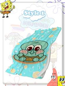 SpongeBob SquarePants 海绵宝宝海滩堡可爱卡通毯 - 系列 - 卡通空调毯 - 法兰绒午睡毯，印有多个角色图案（章鱼哥、螃蟹老大） - 柔软亲肤，保暖舒适 - 多款 - 查看 6