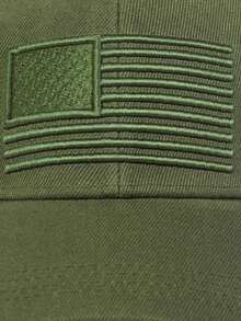 1 pieza Gorra de béisbol ajustable para hombres con bordado de bandera de EE. UU., sombrero casual para exteriores para primavera y otoño - Verde militar - Ver 5