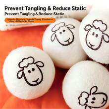 100% Pure New Zealand Wool Dryer Balls, Reusable Felted Laundry Balls, Natural Softener, Anti-Static, Reduce Wrinkles, Save Drying Time, Suitable For Home Washing Machines And Dryers - A - View 2