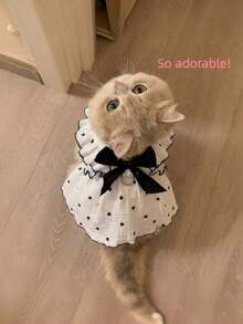1pc Pet Dress, Spring//Cat Clothes For Teddy, Poodle, Bichon Frise, Cute Romantic Heart Strap Ruffle Dress, Soft Fabric Suitable For Medium/Small Pets - Black - View 18