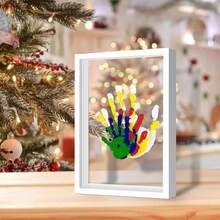 Family Handprint Craft Kit, DIY Lasting Keepsake Gift For New Parents, Wooden Frame - Pearl White Transparent Photo Frame - View 6