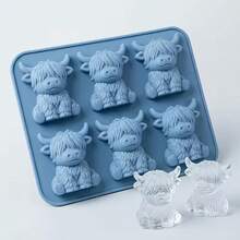 Mini Highland Cow Ice Cube Mold - Cute 3D Ice Cubes, Suitable For Drinks, Parties And Gifts - Dusty Blue - View 1