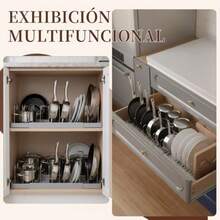 Estante de Ollas, Organizador de Ollas y Sartenes Corredero, 9 Compartimentos Ajustables Estante Tapas de Ollas Cajon, Acero inoxidable para Sartenes, Ollas y Tapas - Blanco - Ver 7