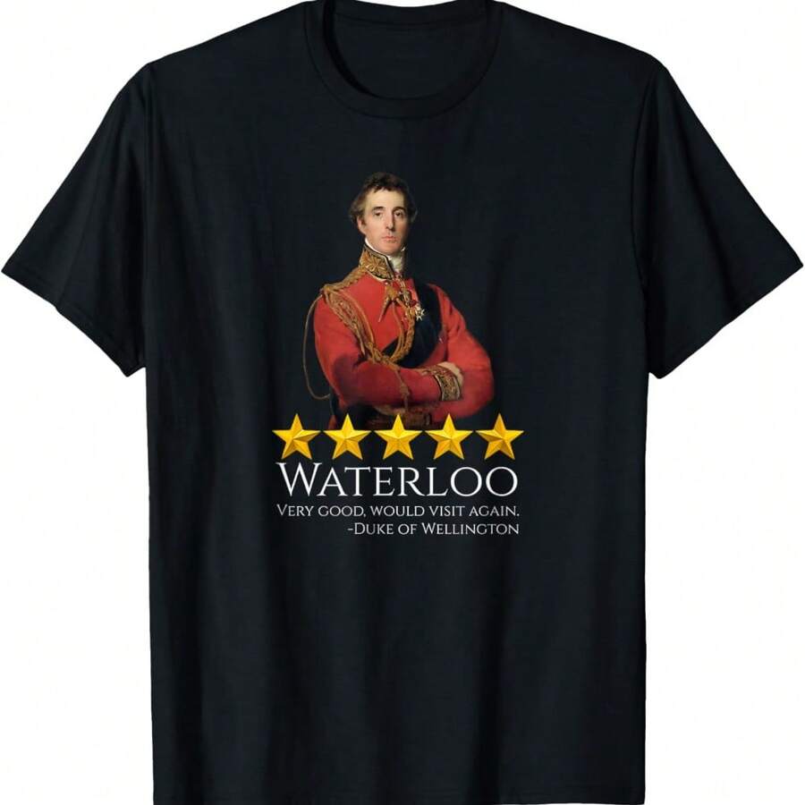 English History Meme - Battle Of Waterloo - Wellington T-Shirt - Black - View 1