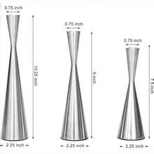 北歐奢華金屬燭台 3 件組，黑金銀三色高低桿餐桌裝飾燭台擺件（不含蠟燭） - 圓柱形 - 查看 6