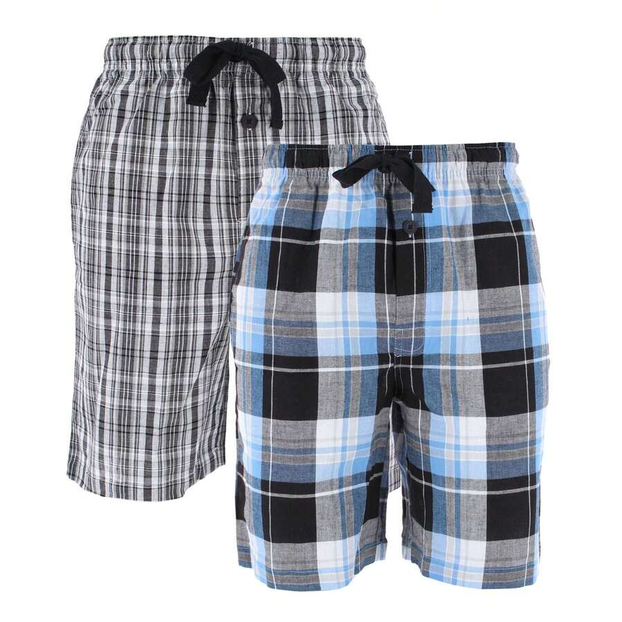Fruit Of The Loom Men's Big & Tall Broadcloth Cotton Pajama Shorts 2-Pack, Available In Black, Navy, 2X, 3X, 4X Cotton Pajama Bottoms - 黑色 - 查看 1