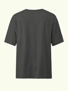 Camiseta de manga corta de cuello redondo con estampado floral y eslogan "PERO BUSCAD PRIMERO SU REINO Y SU JUSTICIA, Y TODAS ESTAS COSAS OS SERÁN AÑADIDAS" Mateo 6:33, Blusas gráficas casuales de verano para mujeres - Gris - Ver 5