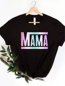 Retro Plaid Shirt For Moms, Perfect As A Mother's Day Gift. Stylish White T-Shirt For New Moms, Available In Sizes S To XXXXL For Casual Summer Wear For Women. - 黑色 - 查看 6