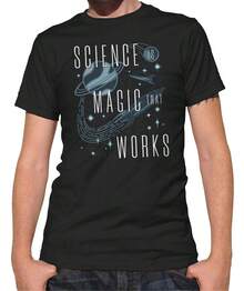 Camiseta para Hombre: La Ciencia es Magia que Funciona - Negro - Ver 2