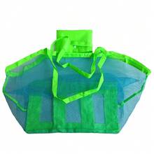 1 pieza Bolsa de playa, Bolsa de almacenamiento de juguetes de malla, Organizador de viaje plegable, Bolsa de red, Regreso a la escuela - Azul - Ver 9