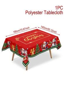 1 pieza Mantel de Navidad, Diseño de Patrón de Árbol de Navidad y Muñeco de Nieve Mantel de Navidad - Tela de Poliéster, Suministros para Fiesta de Navidad, Decoración Navideña, Decoración de Fiesta de Navidad, Decoración de Habitación Navideña, Decoración de Mesa, Decoración del Hogar, Decoración de Cocina Navideña, Adornos Navideños, Decoración del Hogar Navideña 2026, Decoración Navideña, Halloween, Decoración de Nochebuena, Regalo de Navidad, Accesorios Navideños, Decoración de Año Nuevo 2027 - Navidad con bordes verdes - Ver 13
