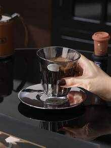 3 piezas (1 taza, 1 platillo, 1 cuchara) Juego de taza de café y platillo de cerámica, adecuado para té, café, leche, jugo, bodas, fiestas, regalos, cumpleaños - Multicolor - View 10