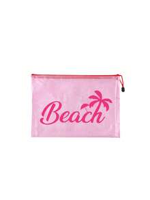 PVC防水海灘包，彩色「Beach」圖案，搭配同款化妝包、盥洗包，女款海灘包，透明托特包，果凍托特包，大容量泳池手提包，郵輪度假必備，海灘包配件，旅行必備，適用於海灘、旅行、購物、戶外活動、工作、學校及日常使用，獨特生日禮物、節日禮物、派對禮物、母親節禮物、度假禮物、婚禮禮物、開學禮物 - 彩色 - 查看 18
