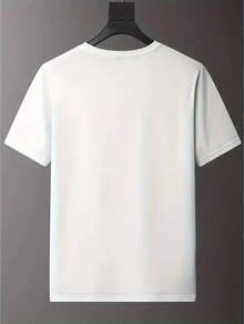 Camiseta de pareja con cuello estampado, top casual de manga corta para primavera y verano, ropa de mujer (se vende por separado para hombre y mujer) U9PT - Blanco - Ropa de hombre - Ver 2