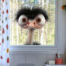 1pc Of Humorous Big-Eyed Ostrich Window Sticker, Removable Self-Adhesive Decoration, Suitable For Windows, Glass Doors, And Home Decor Wall Stickers, Adds Charm To The Space - Multicolor - View 4