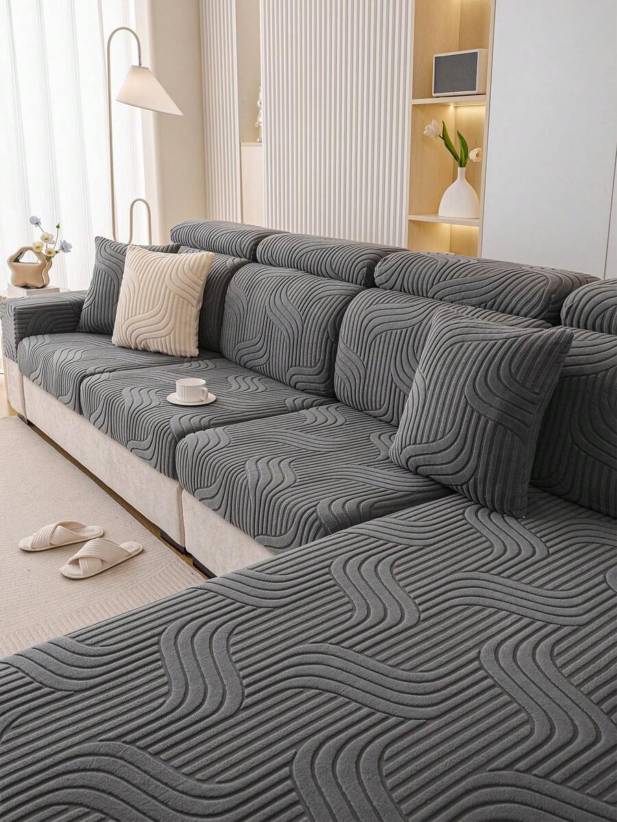 1 bộ bọc ghế sofa co giãn mềm mại, mới, phù hợp với sofa 1-2-3-4 chỗ ngồi hình chữ L, bọc đệm ngồi và tựa lưng, có thể giặt máy, chống trầy xước, thích hợp cho mọi mùa. - Xám - Xem 1