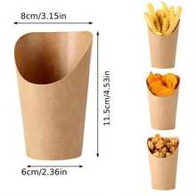 5/30/40/50pcs French Fries Cup, Thick Disposable Fast Food Cup, Takeout Ice Cream Cup, Kraft Paper Egg Waffle Cup - Brown - View 5