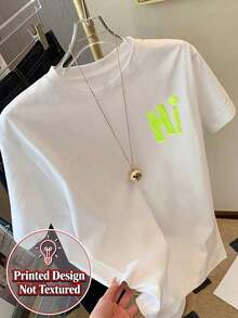 GiftCamiseta de Manga Corta con Estampado [Doble Estampado en la Parte Delantera y Trasera] - Estampado de Moda Verde Fluorescente - Camiseta Estampada de Moda para Mujer Primavera/Verano, Artículo de Moda - Camiseta Unisex de Algodón Suelto de Manga Corta con Cuello Redondo Estilo Vintage UrbanoSoft - Blanco - Ver 4