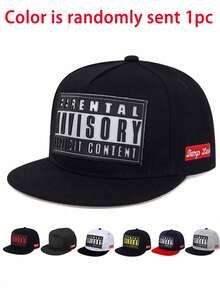 1 pieza Gorra de béisbol con visera plana, Gorra de pareja estilo ADV, Gorra de sol con letra impresa de moda coreana para la calle - color sólido - Ver 15