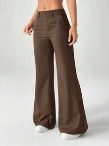 Nuevos pantalones de traje de estilo casual de cintura baja para otoño e invierno - Café integral - Ver 3