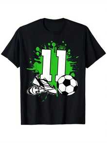 Camiseta unisex casual de manga corta para hombre y mujer, cómoda y transpirable, de corte holgado, camiseta de fútbol para hombre con número, estampado por transferencia térmica, transpirable, ropa deportiva casual para jugadores de fútbol, lavable a máquina, regalo para atletas y aficionados (Número) Men002 - Negro - Ver 1
