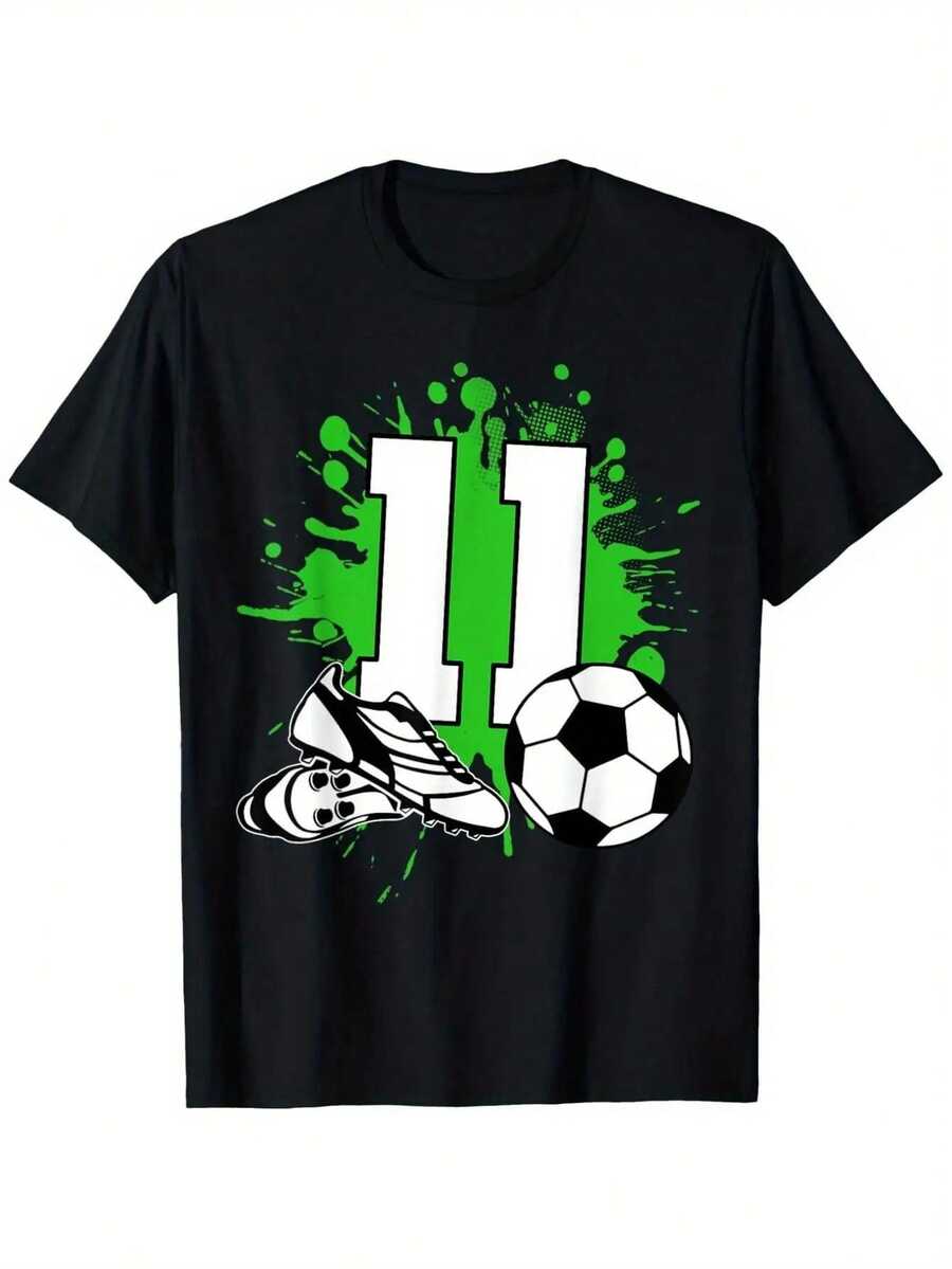 Camiseta unisex casual de manga corta para hombre y mujer, cómoda y transpirable, de corte holgado, camiseta de fútbol para hombre con número, estampado por transferencia térmica, transpirable, ropa deportiva casual para jugadores de fútbol, lavable a máquina, regalo para atletas y aficionados (Número) Men002 - Negro - Ver 1