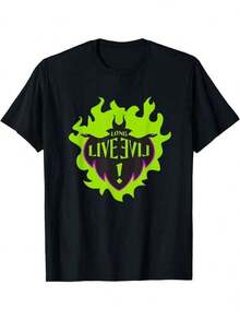 1 pieza Camiseta de manga corta de cuello redondo holgada unisex de 180g, 100% algodón puro transpirable y suave, estilo Y2K Bababask con estampado gráfico moderno, ideal para mujer y hombre, perfecta para uso diario, festivales, conciertos y todas las estaciones - Negro - Ver 6