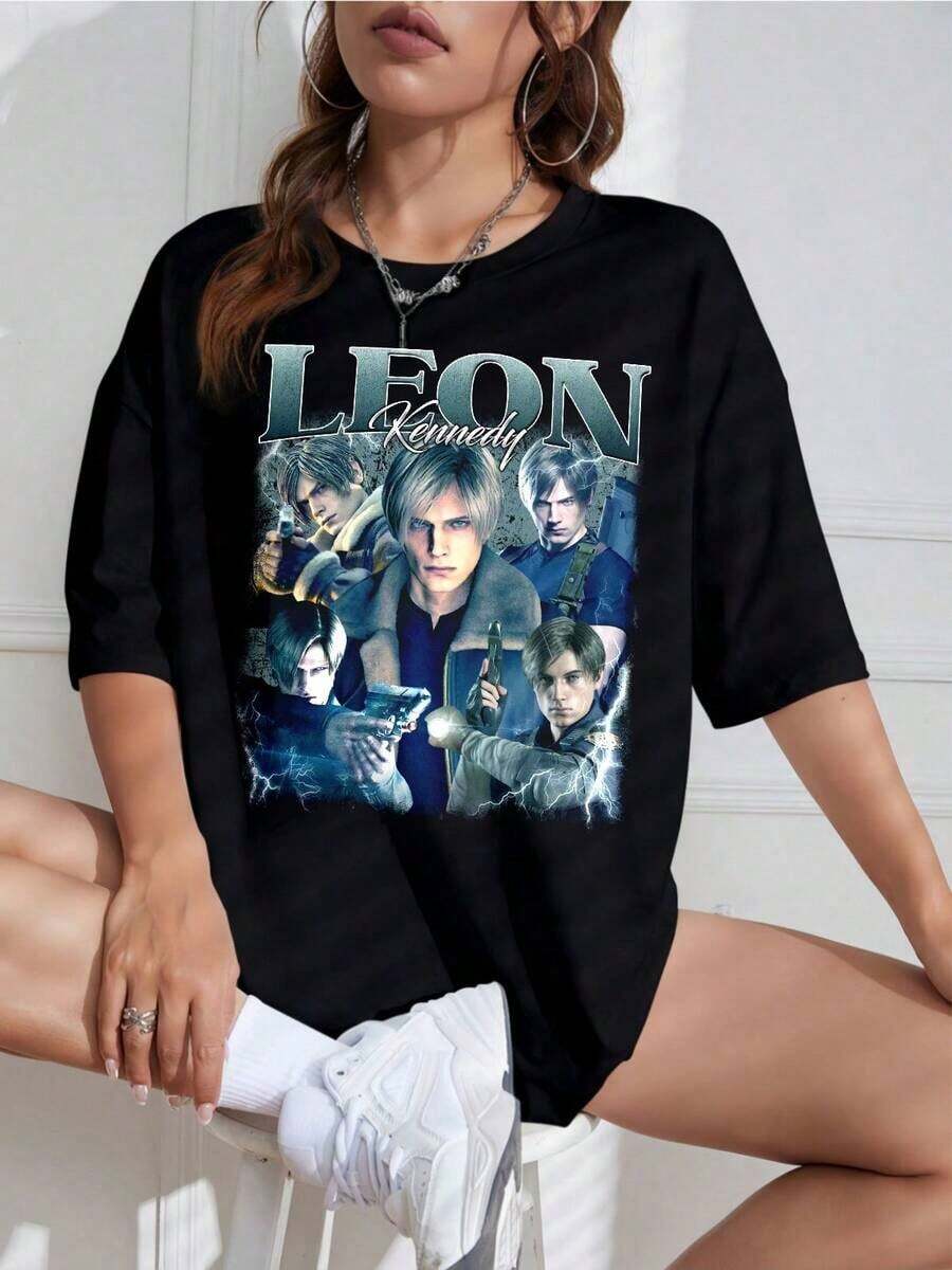 Camiseta Unisex con Estampado de Videojuego Retro, Cuello Redondo, Manga Corta, Diseño Vintage, Ideal para Fans - Blanco - Ver 1