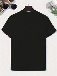 Camisetas manga corta mujer, Camiseta casual de hombre 100% algodón, con estampado de texto "Milano Italy", cuello redondo, manga corta, transpirable, blanca, para uso diario y estilo urbano. - Negro - Ver 2