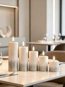 3pcs/5pcs Set Realistic Bullet Shaped LED Electronic Candle Lights, Romantic Atmosphere Desk Decor Night Light, Suitable For Multiple Occasions - Sprinkled With Silver Powder - View 3