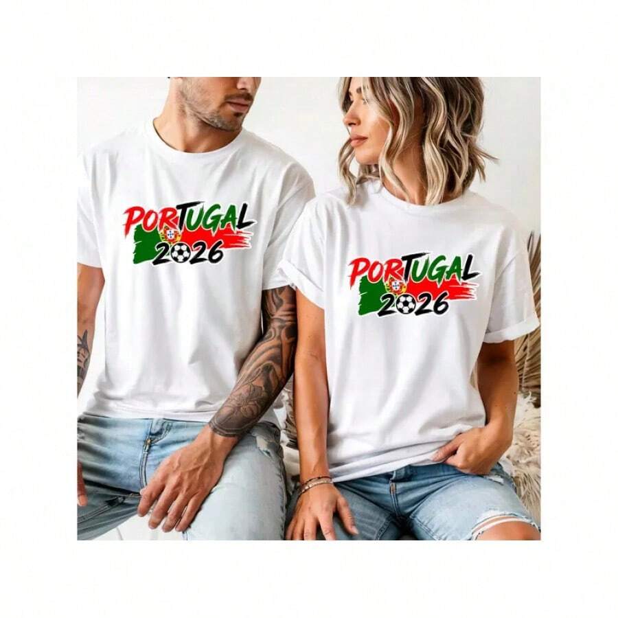 Camiseta Portugal 2026 Unisex para Adultos | Camiseta de aficionado al fútbol con la bandera de Portugal | Camiseta de aficionado al fútbol - Hombre - Blanco - Ver 1
