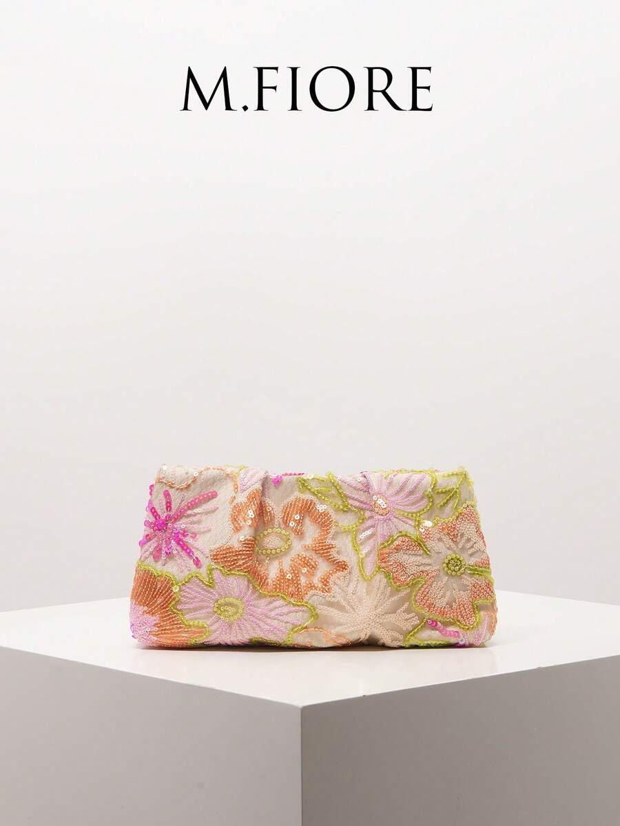 (隨機圖案) 女款手拿包、亮片包、花卉圖案、刺繡包、百褶包、晚宴派對、派對穿搭、舞會包、舞會配件、婚禮用品、優雅女款錢包、女性禮物 - 彩色 - 查看 1