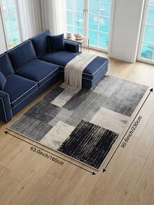 1 pieza Alfombra de sala de estar a cuadros grises, adecuada para cocina, comedor, dormitorio, decoración de habitación festiva, interior/exterior, oficina, vestíbulo, felpudo antideslizante, alfombra de baño, pasillo, área de estudio y juegos - Gris - Ver 19